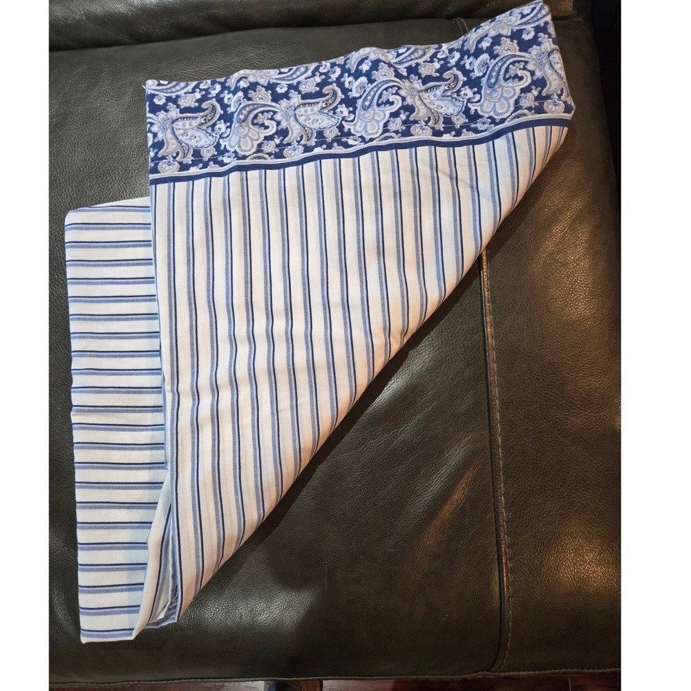 WestPoint Stevens Twin Flat Sheet Blue White Striped Paisley Made in USA Vintage